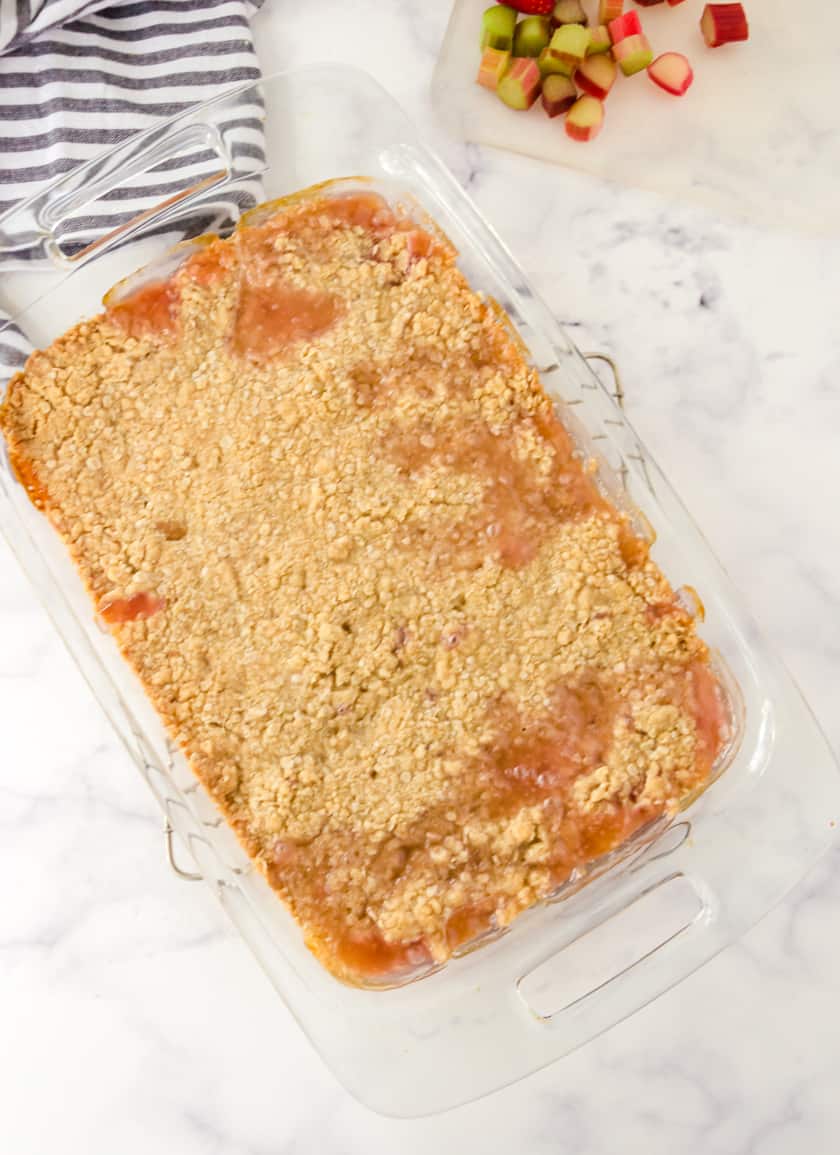 Baked rhubarb crisp.