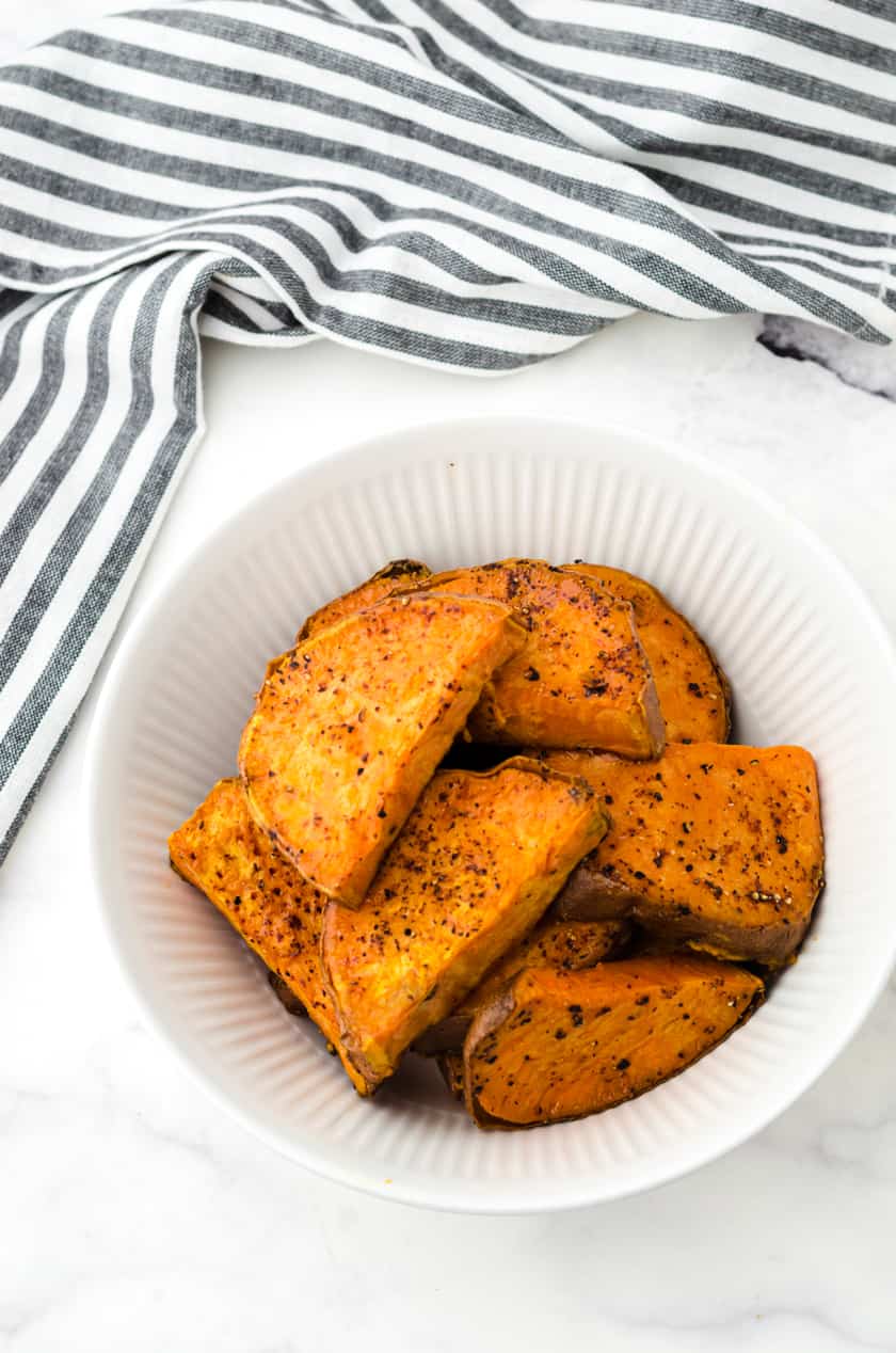 Roast Sweet potatoes in a serving bowl.
