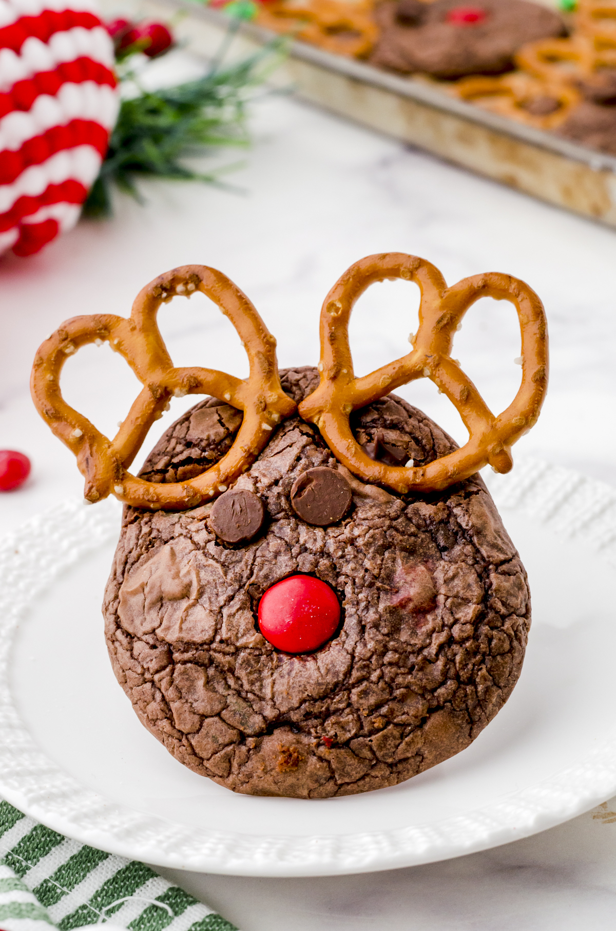 Rudolph cookie on a plate