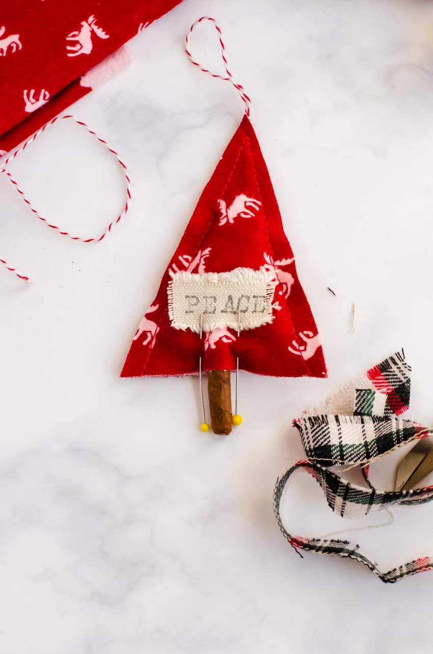 How to add the trunk part of the Christmas tree ornament.