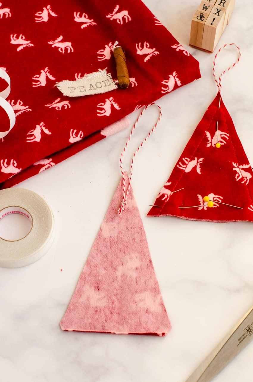 How to place the hanger on a DIY Christmas Tree Fabric Ornament