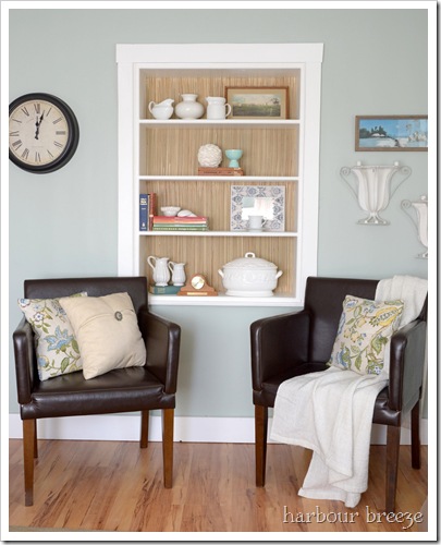 bookcase and chairs