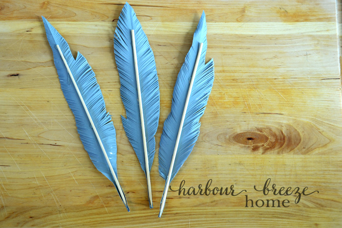 Bamboo Skewers glued to the back of paper feathers.