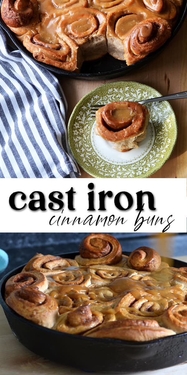 Cast Iron Skillet Cinnamon Rolls with Homemade Caramel Sauce