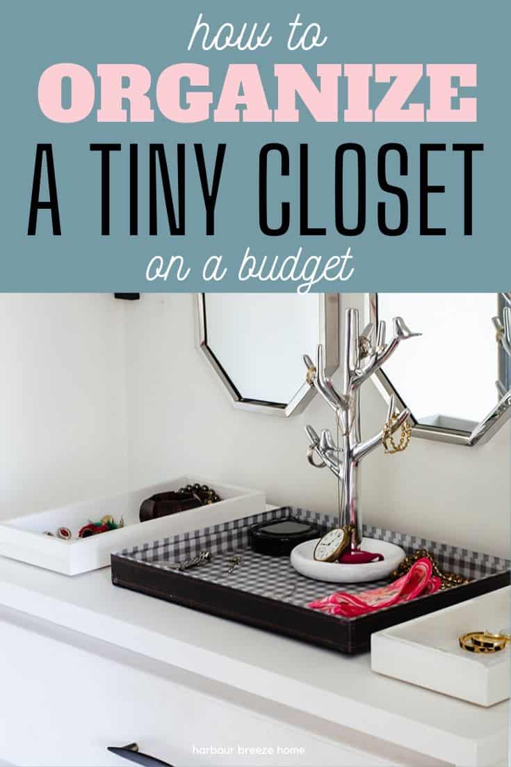 Small closet ideas and organization ideas for small closets using inspiration from Ikea. A picture of a dresser with jewelry tray in a small closet.