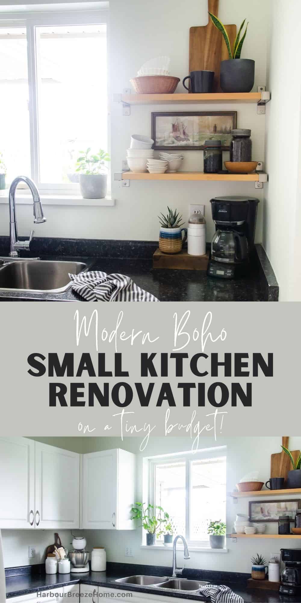 Small kitchen remodel on a budget for a modern boho look