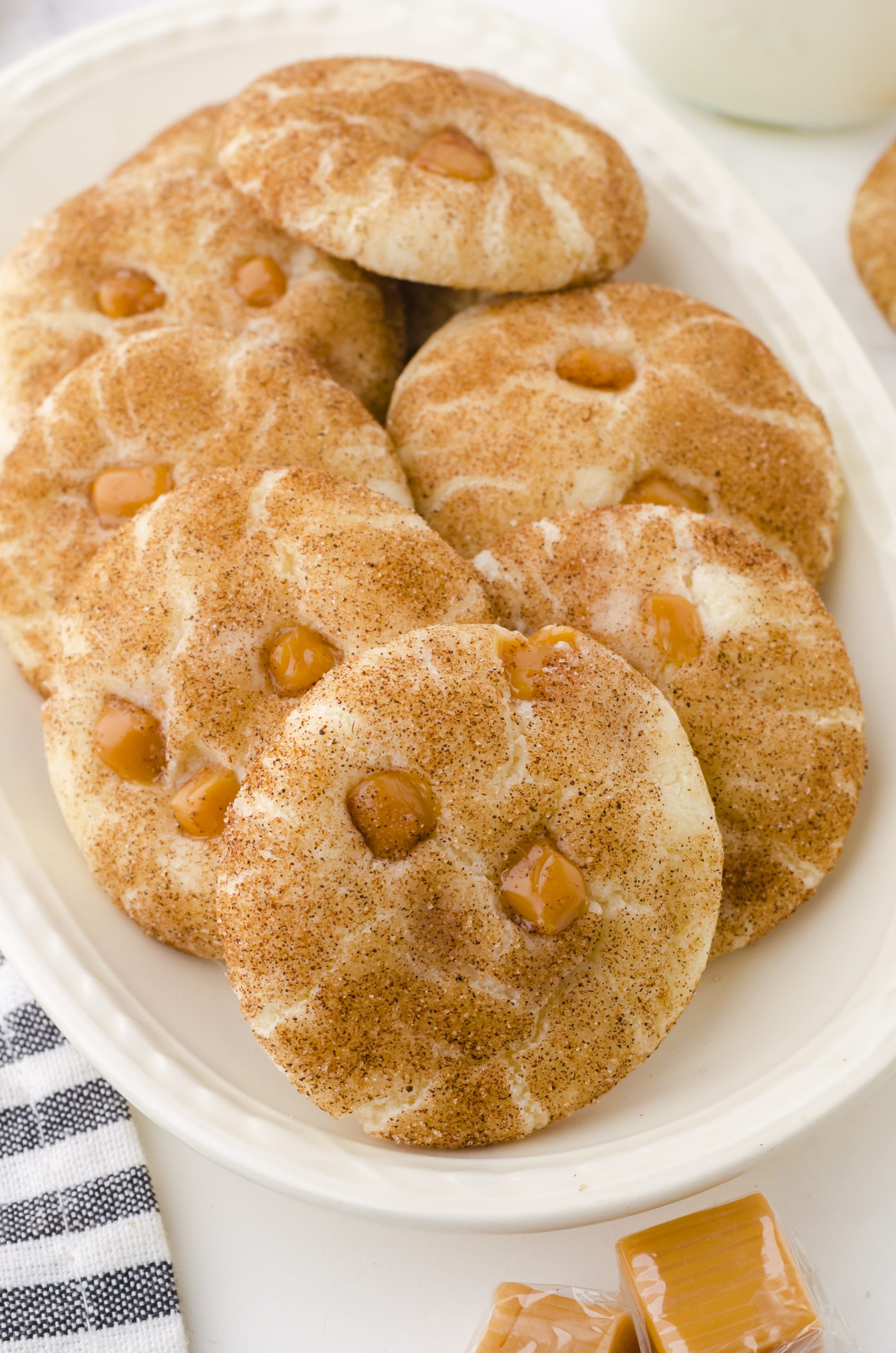 A platter of snickerdoodle caramel bits cookies