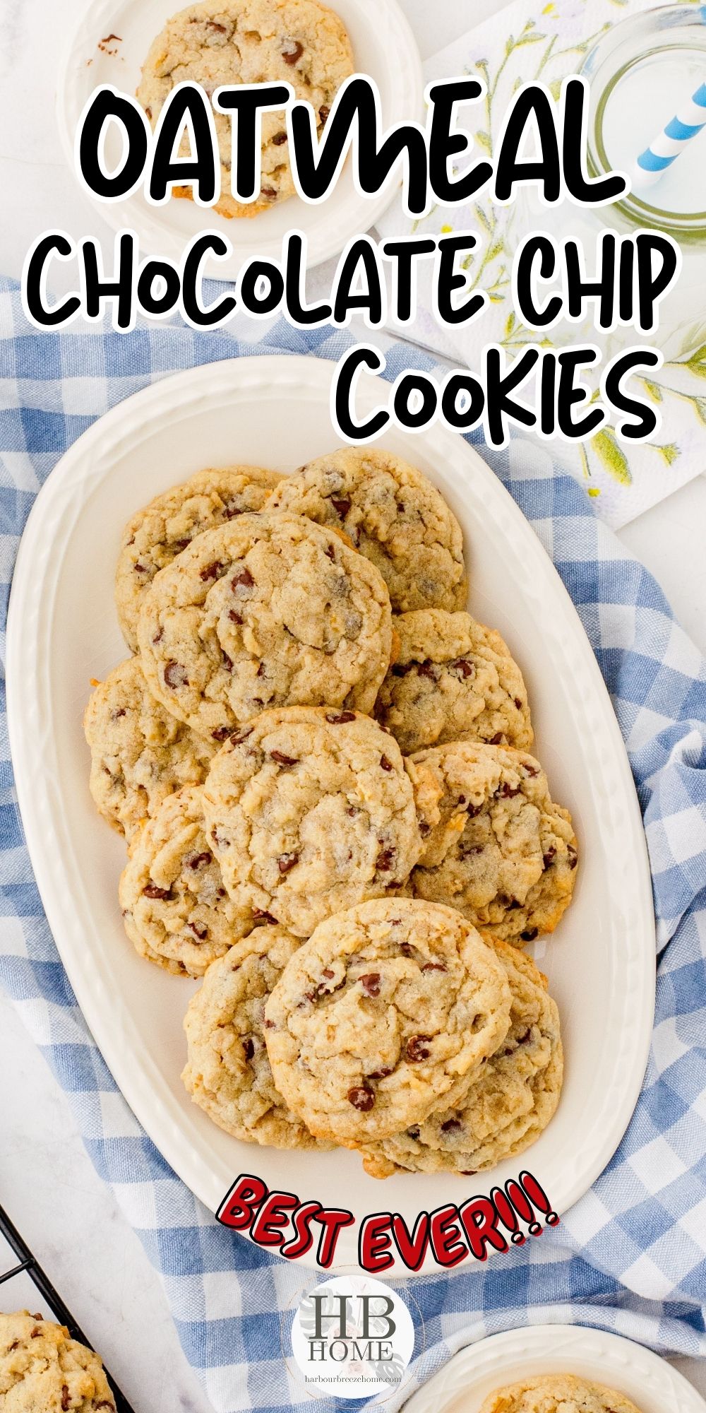 Plate of oatmeal chocolate chip cookies