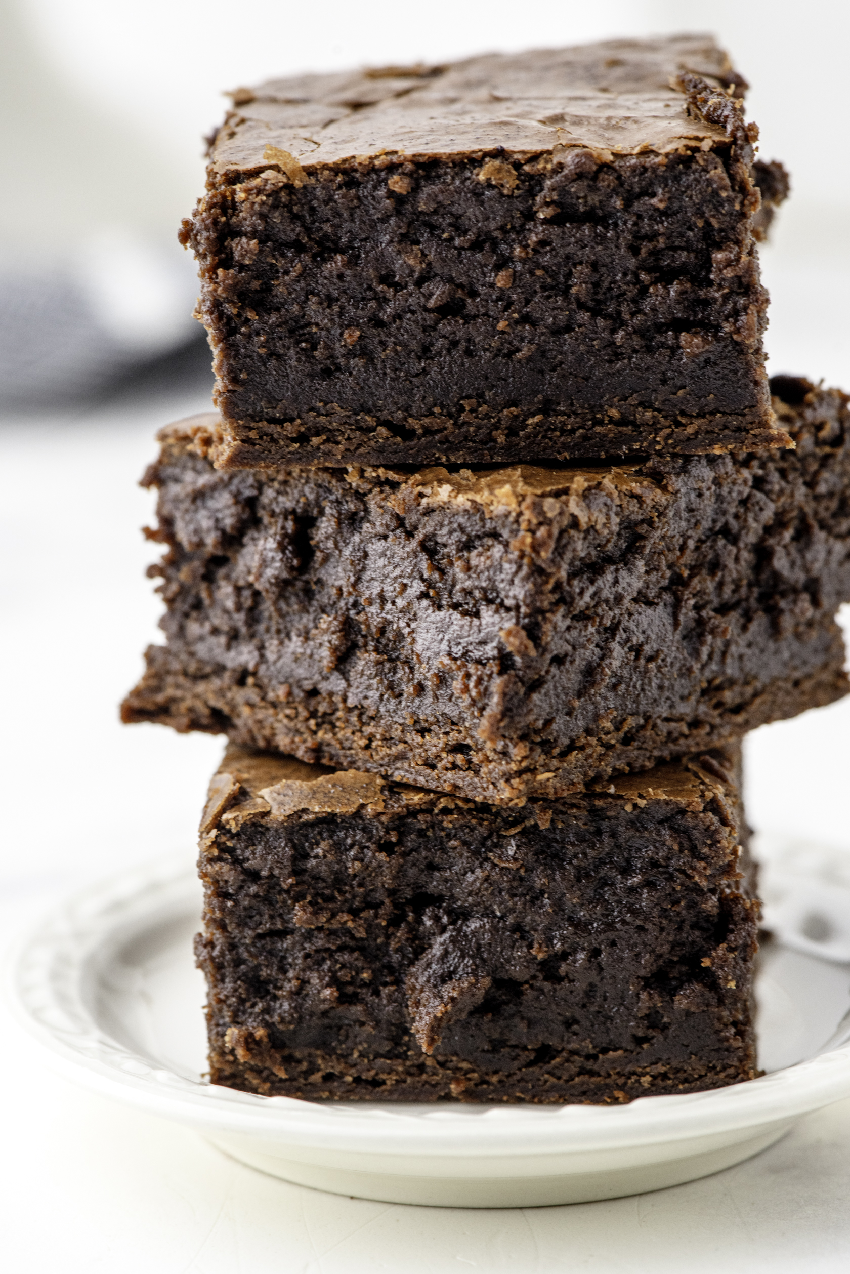 3 sourdough brownies in a stack.