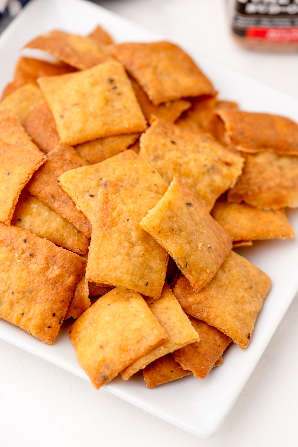 a plate of crispy sourdough chips