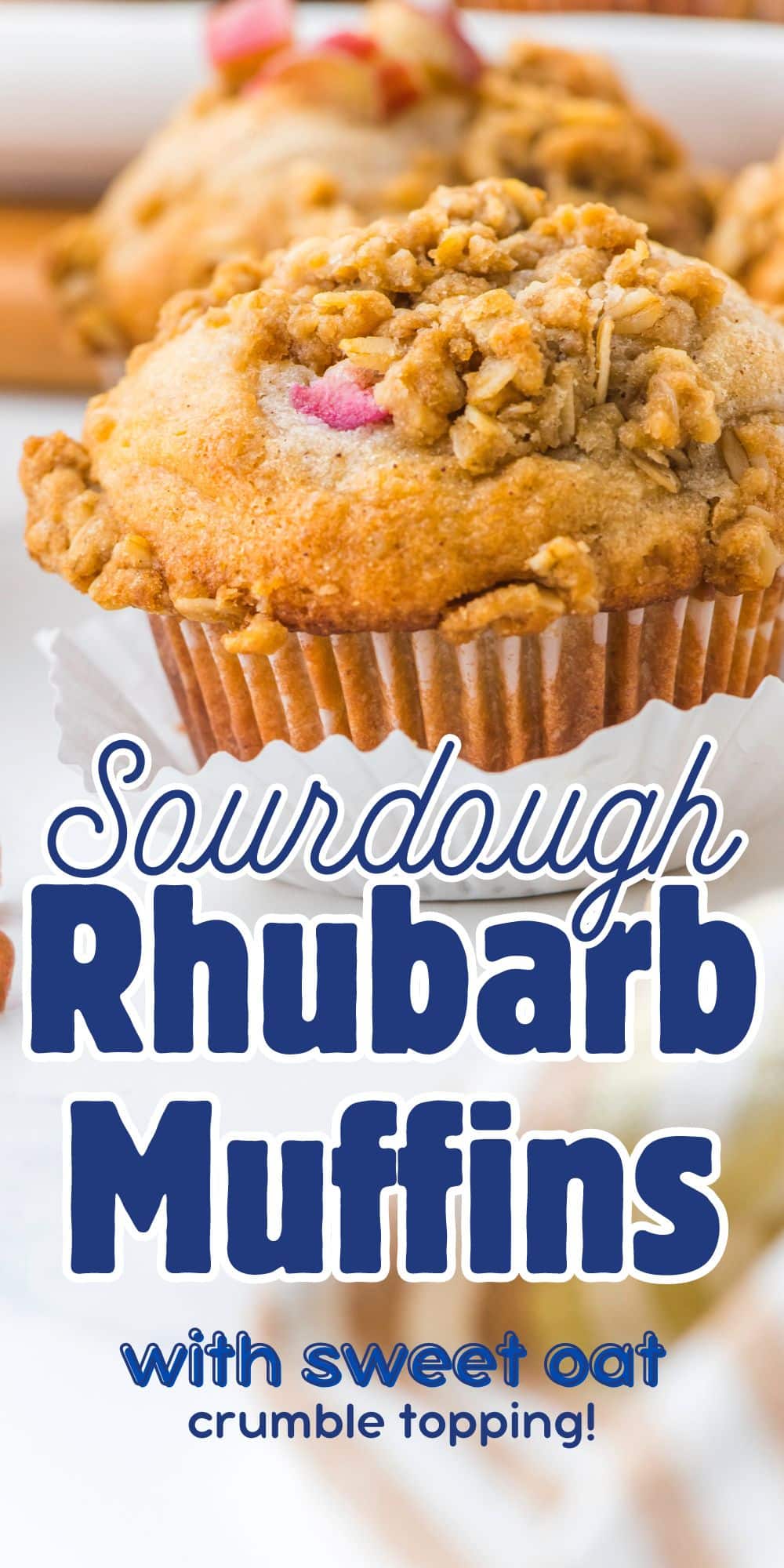 Sourdough Discard Rhubarb Muffins with Sweet Oat Crumble Topping
