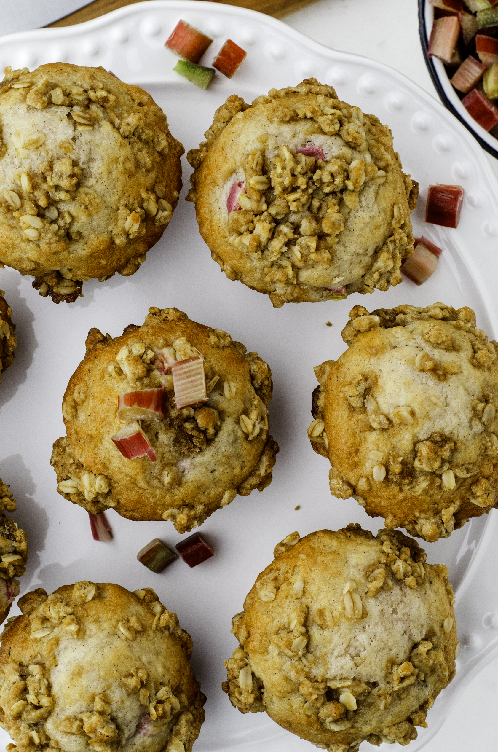 Sourdough Discard Rhubarb Muffins with Sweet Oat Crumble Topping