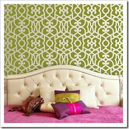 Fabric Painting with Stenciled Dining Curtains