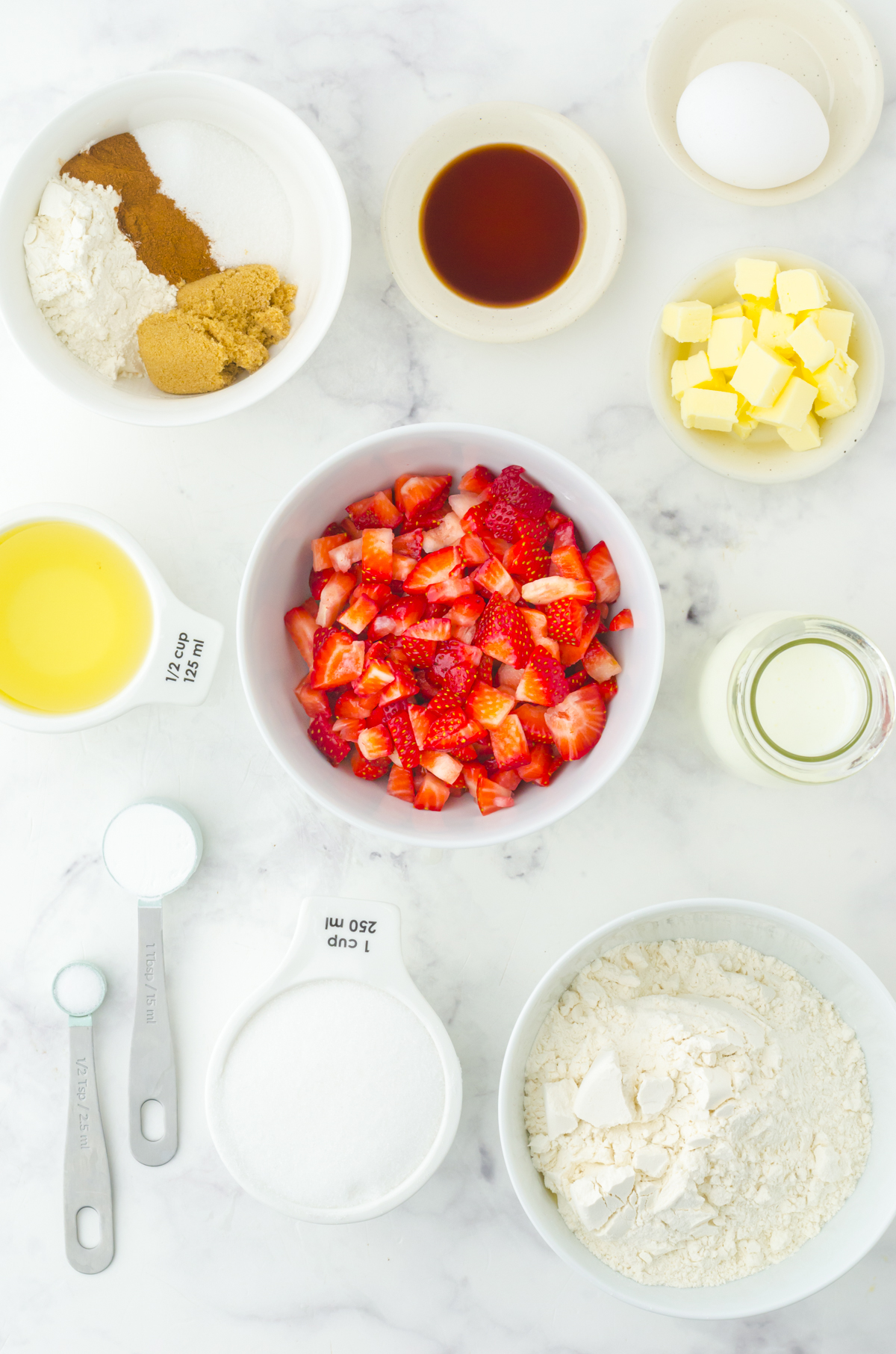 ingredients needed for this strawberry bread recipe