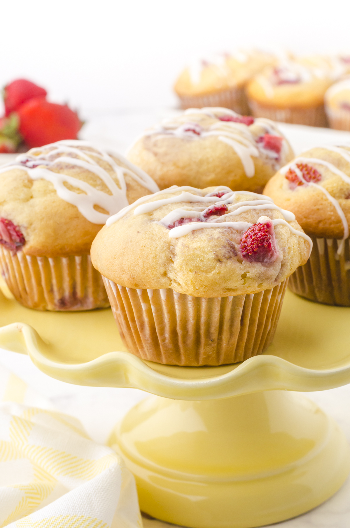 Fresh Buttermilk Strawberry Muffins Recipe with Vanilla Glaze