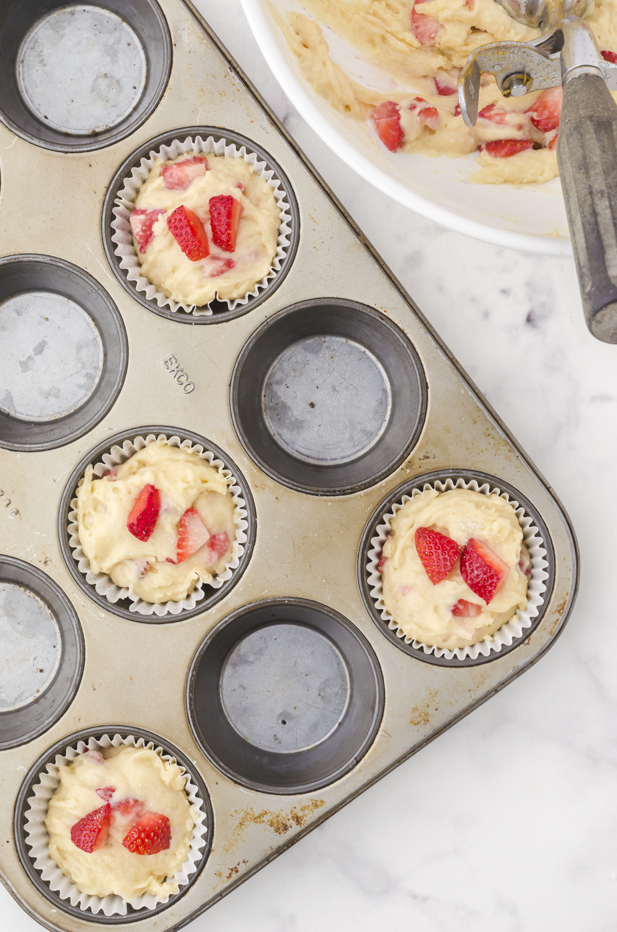 Fresh Buttermilk Strawberry Muffins Recipe with Vanilla Glaze