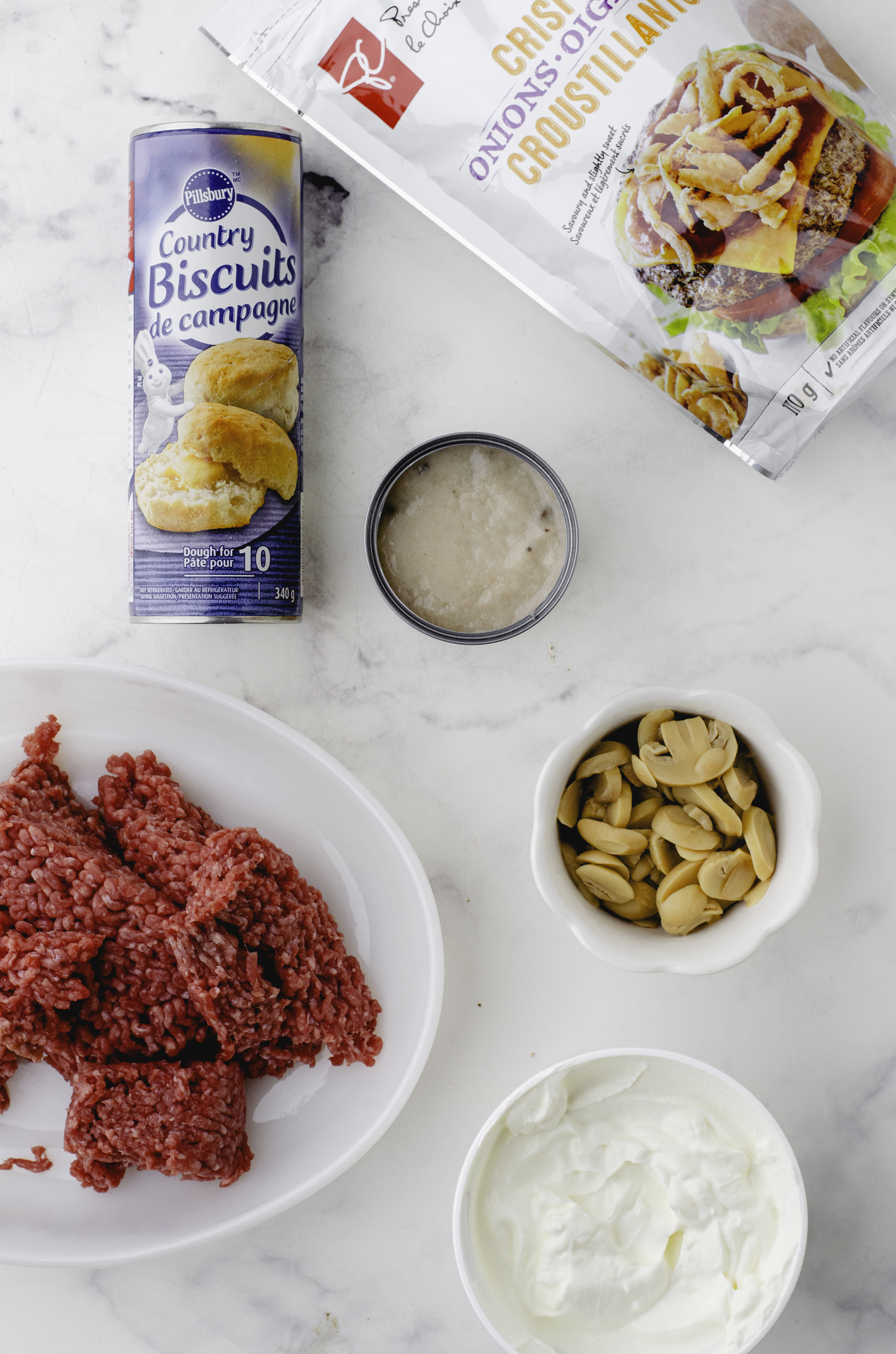 Stroganaff Hamburger Casserole with Canned Biscuits
