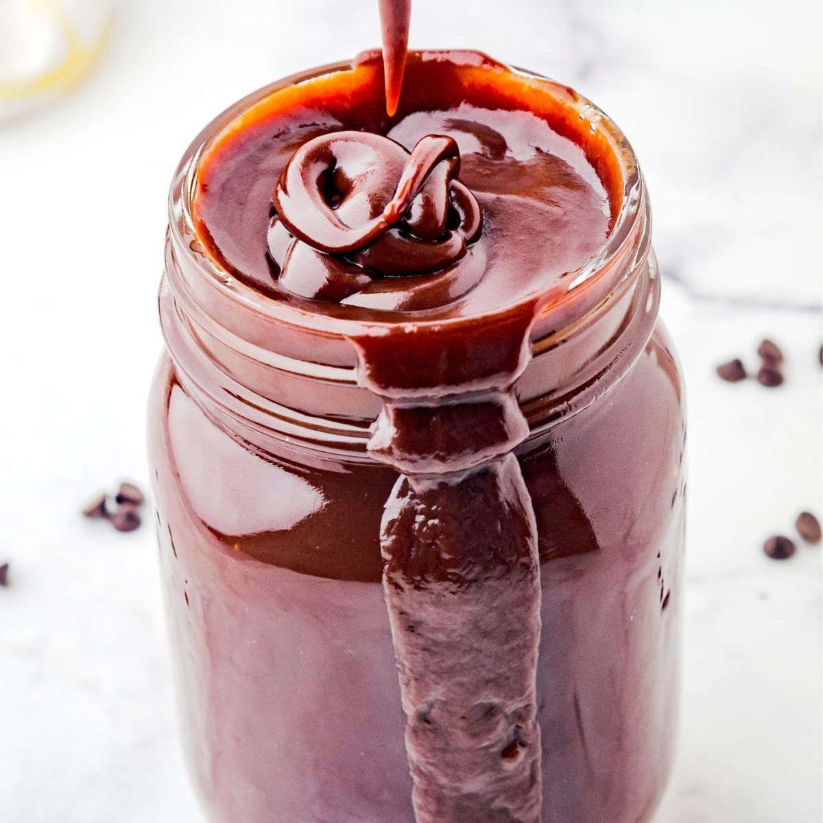 Hot Fudge Sauce in a mason jar