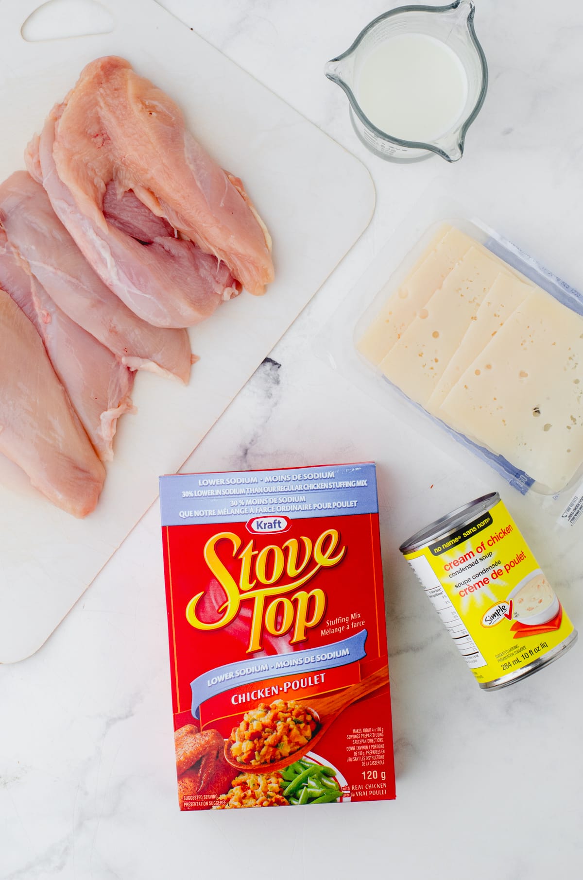 Ingredients needed for this swiss chicken casserole recipe