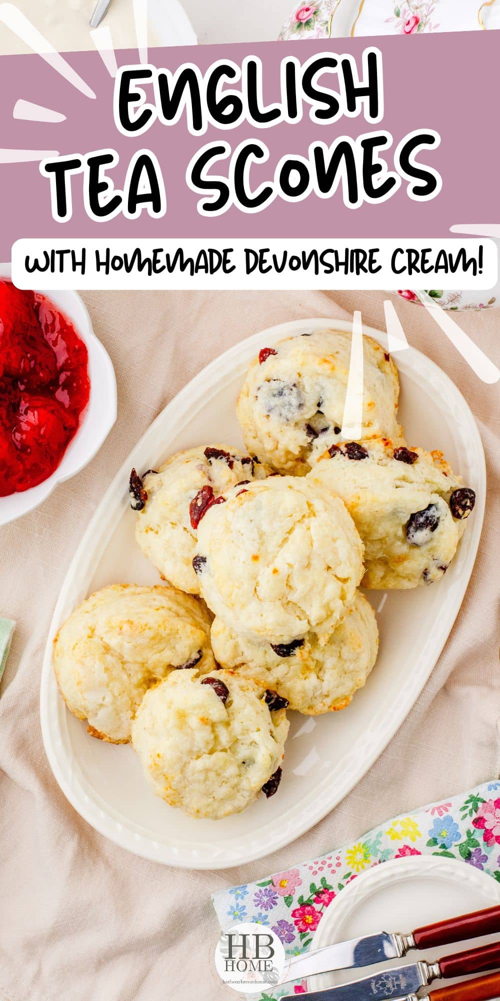 Afternoon Tea Scones with Strawberry Jam and Cream