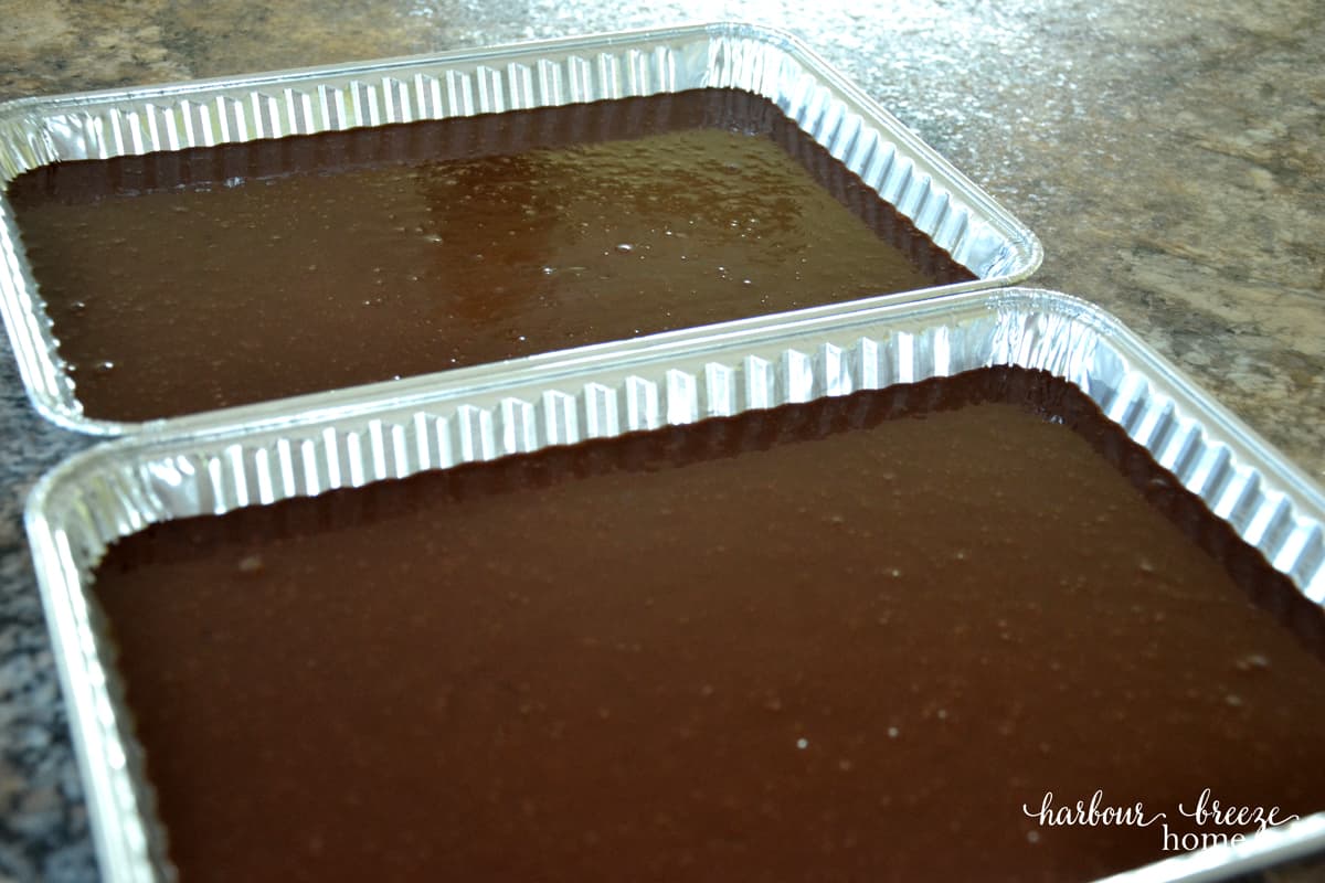 Texas Sheet Cake in pans