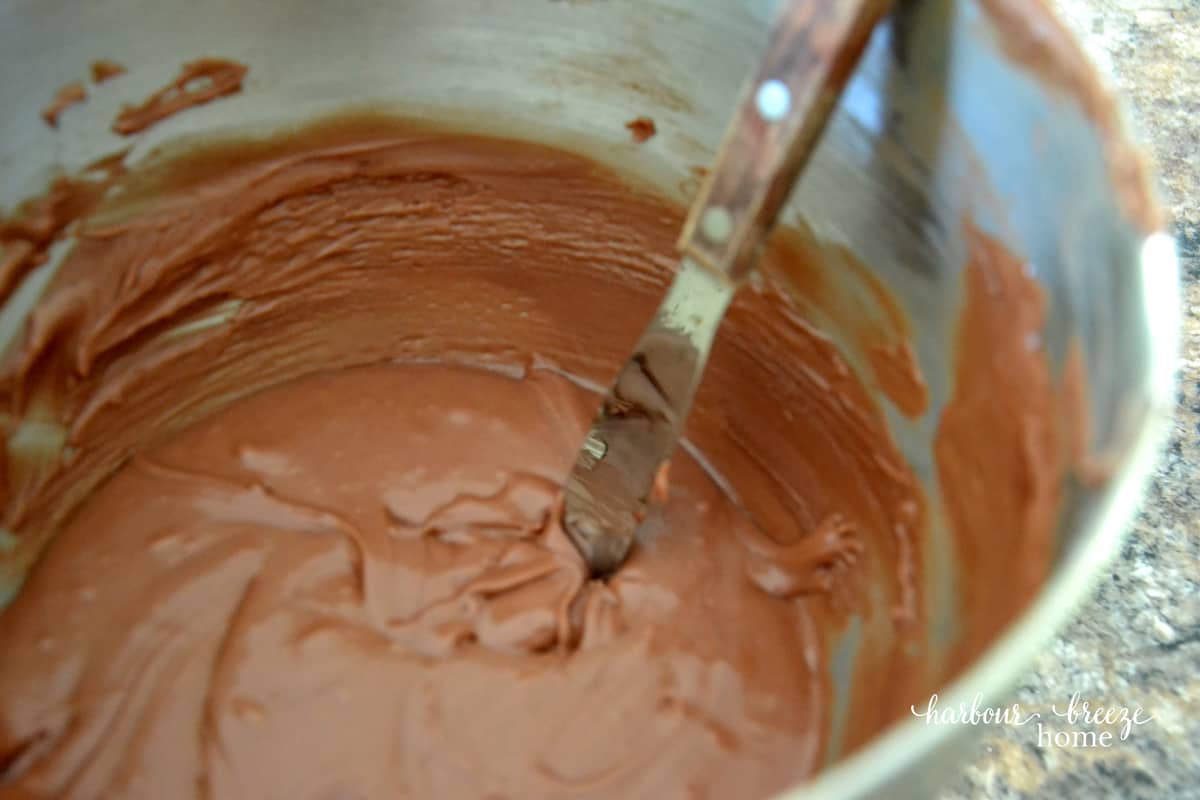 Texas Sheet Cake frosting in a bowl