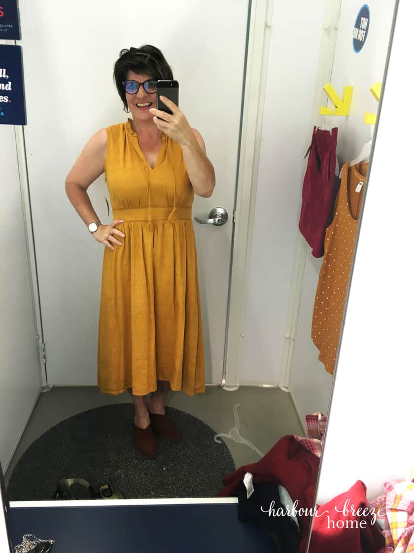 Old Navy Fall Fashion collection | Mustard colored dress