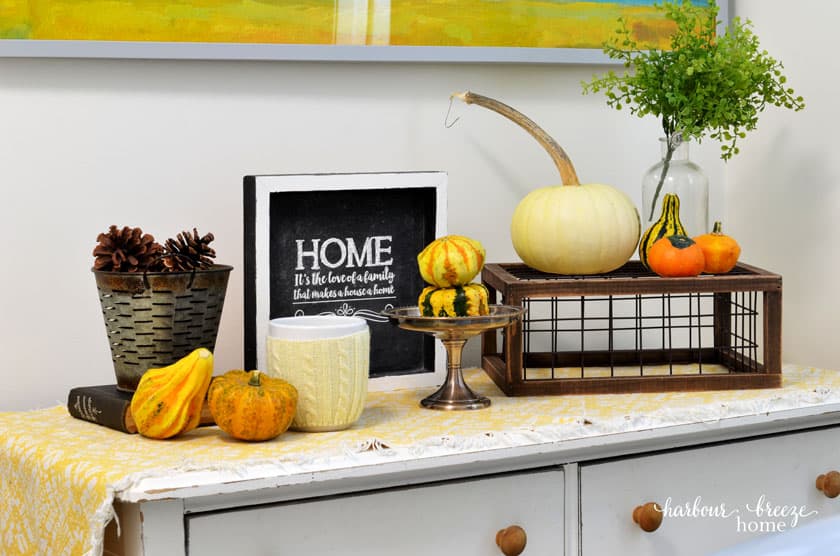Fall Decor on a Dresser Top