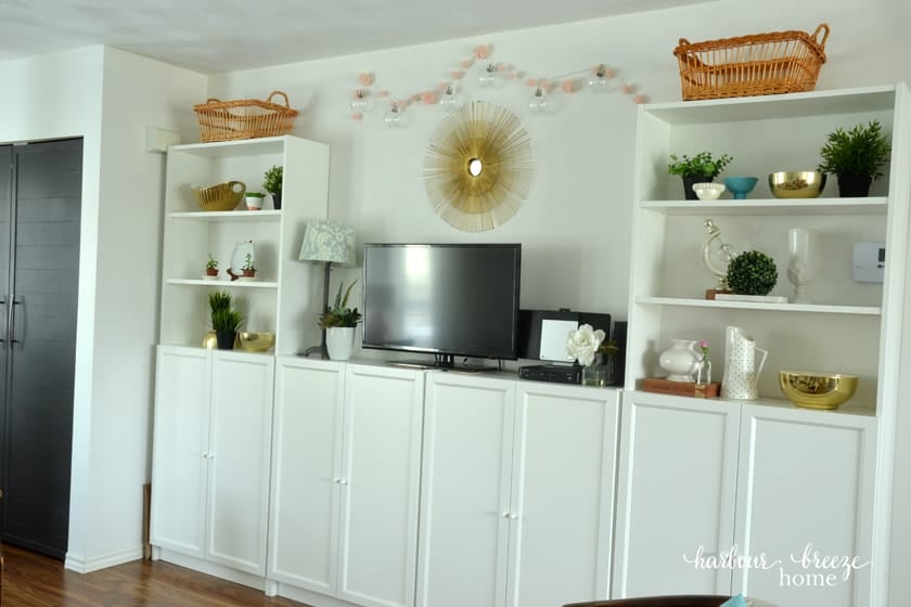 Ikea's Billy Bookcase system in a small townhouse living room