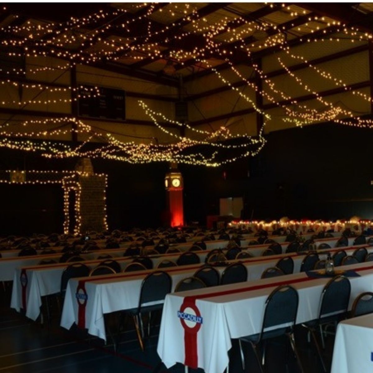 Gymnasium Graduation String Light Decor Ideas