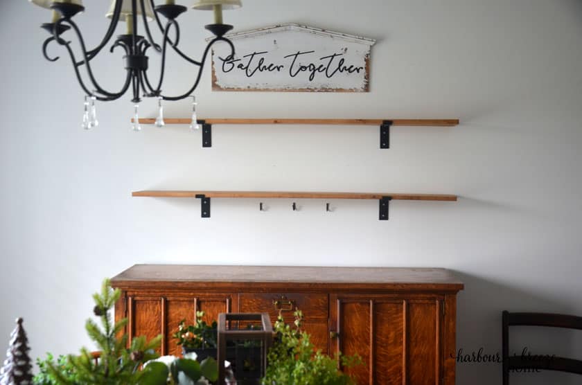 Empty wall shelves provide a clean slate to start with when decorating shelves.