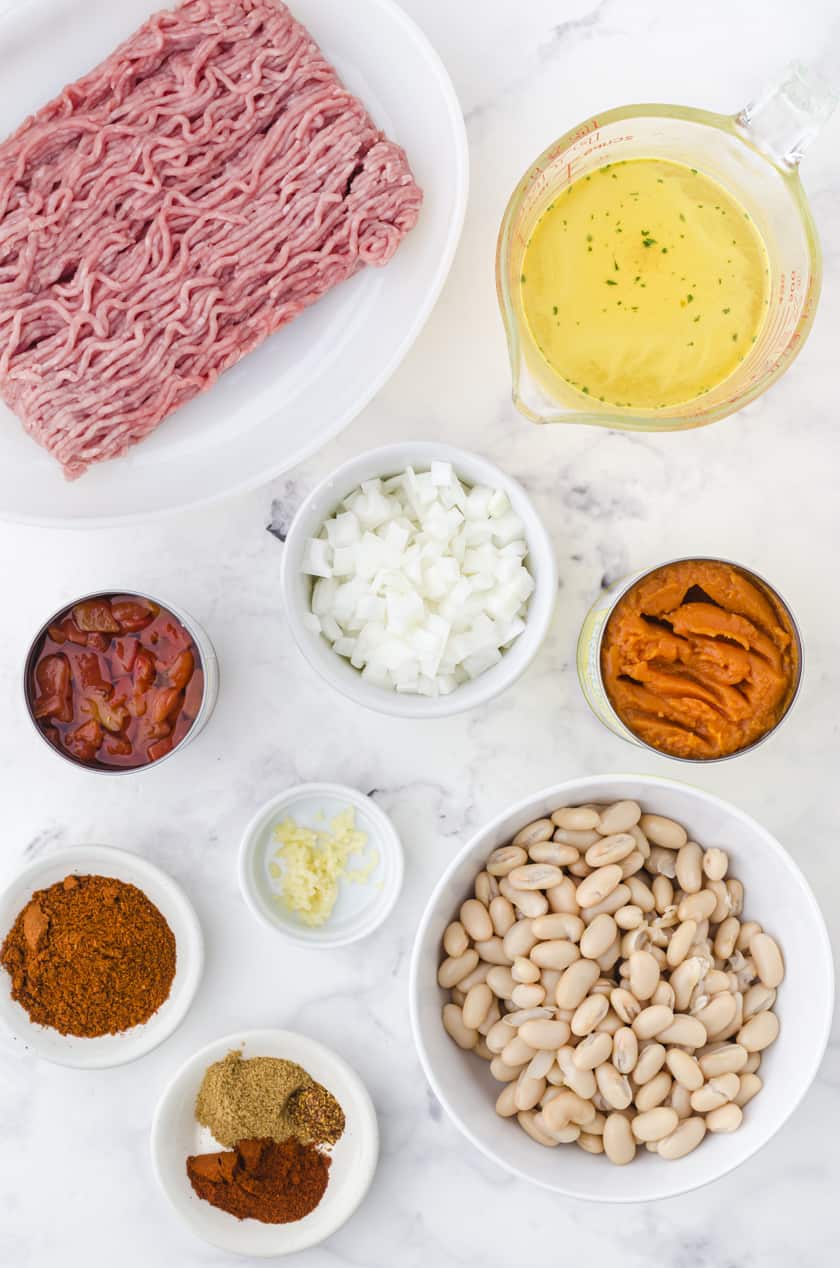 ingredients for turkey pumpking chilir