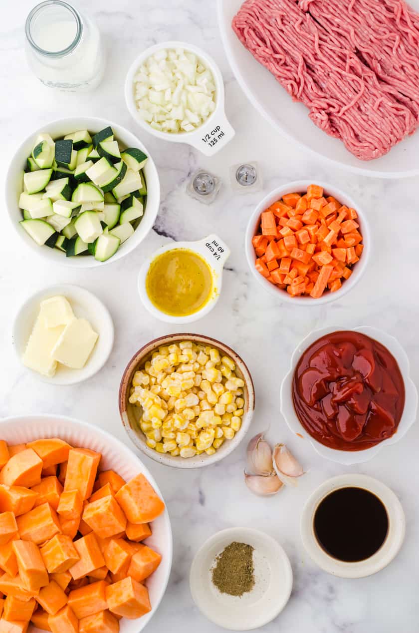 Ingredients for turkey shepherd's pie