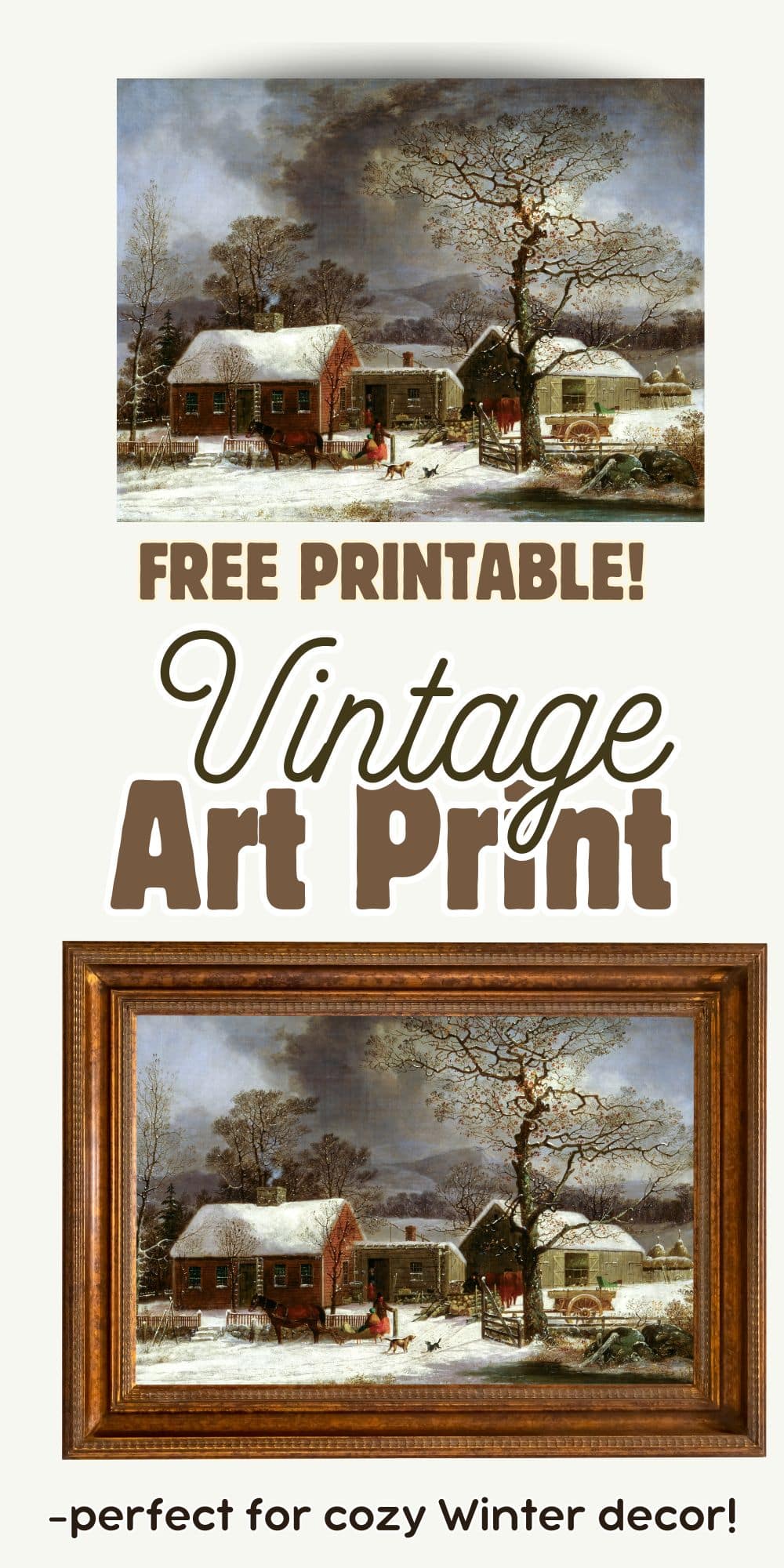Free Vintage Landscape Art Print for Winter