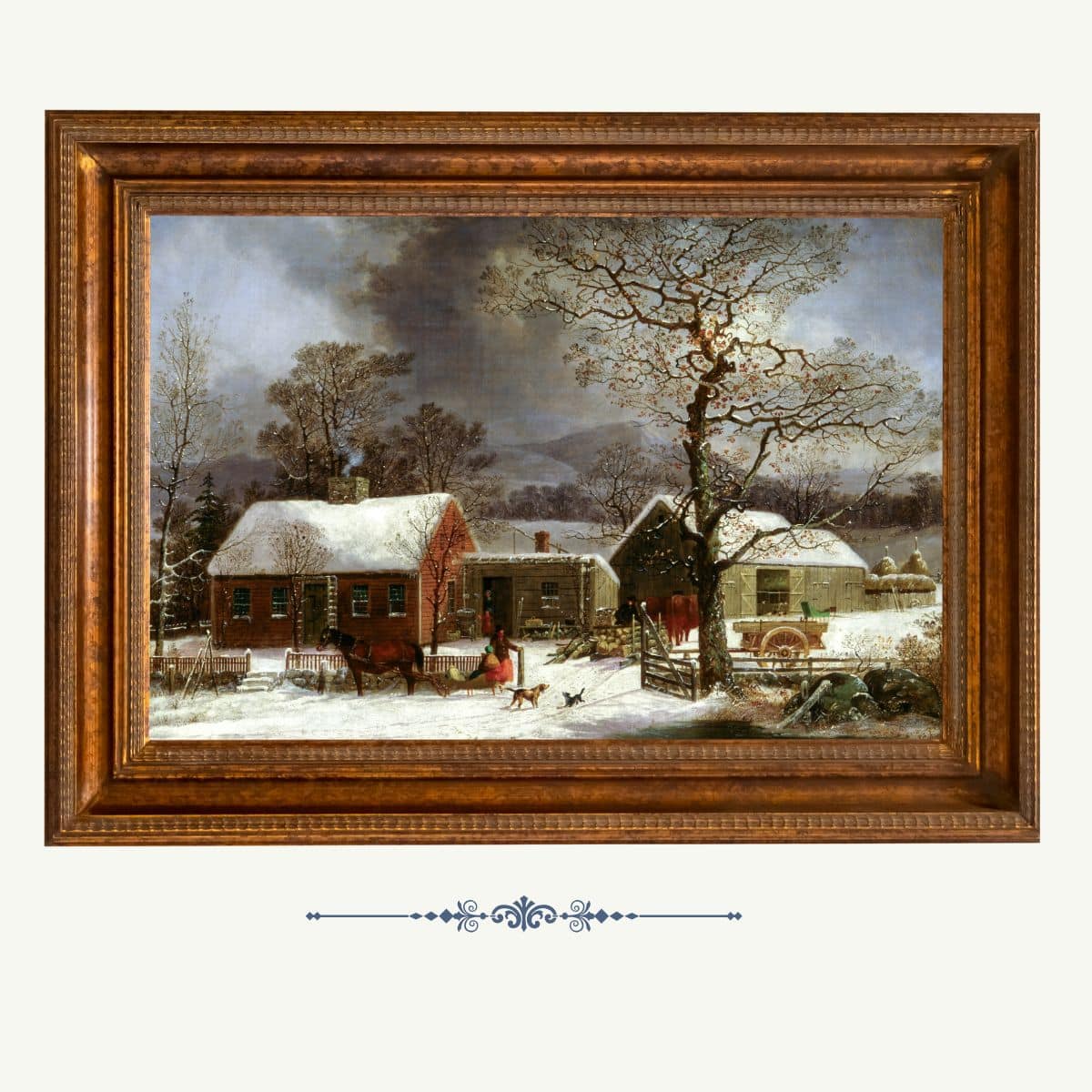 Free Vintage Winter Landscape Art Print for Your Walls