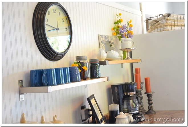 closeup beadboard shelves