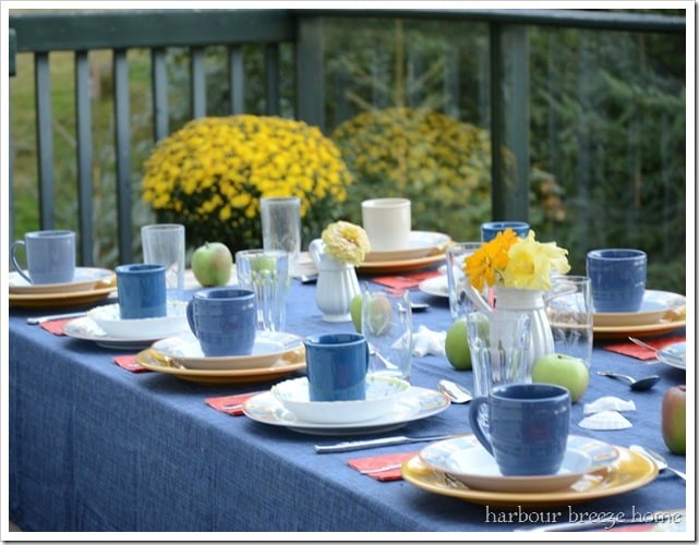 table and mums