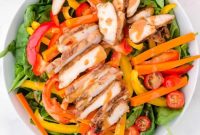Grilled Chicken Salad with Spicy Red Chili Peanut Sauce