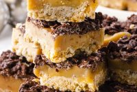 Chocolate Crispy Rice Caramel Bars Recipe