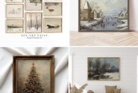 Vintage Christmas Wall Art and Winter Prints for Cozy Home Decor