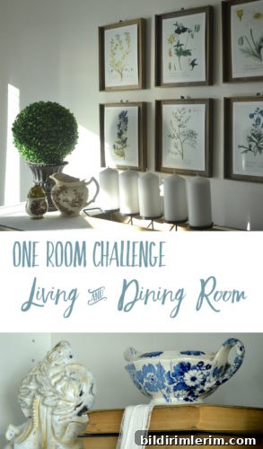 Townhouse Living & Dining Room~ See how a 6 week One Room Challenge exercise motivated the progress of a basic builder space to one that lives and functions with style. ORC: Townhouse Living & Dining Room Reveal