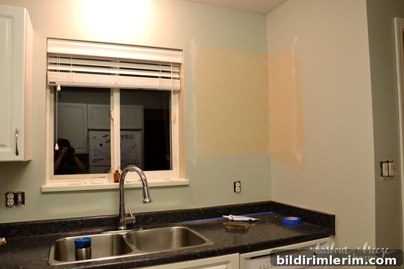 Work in progress during cabinet removal and shelf installation