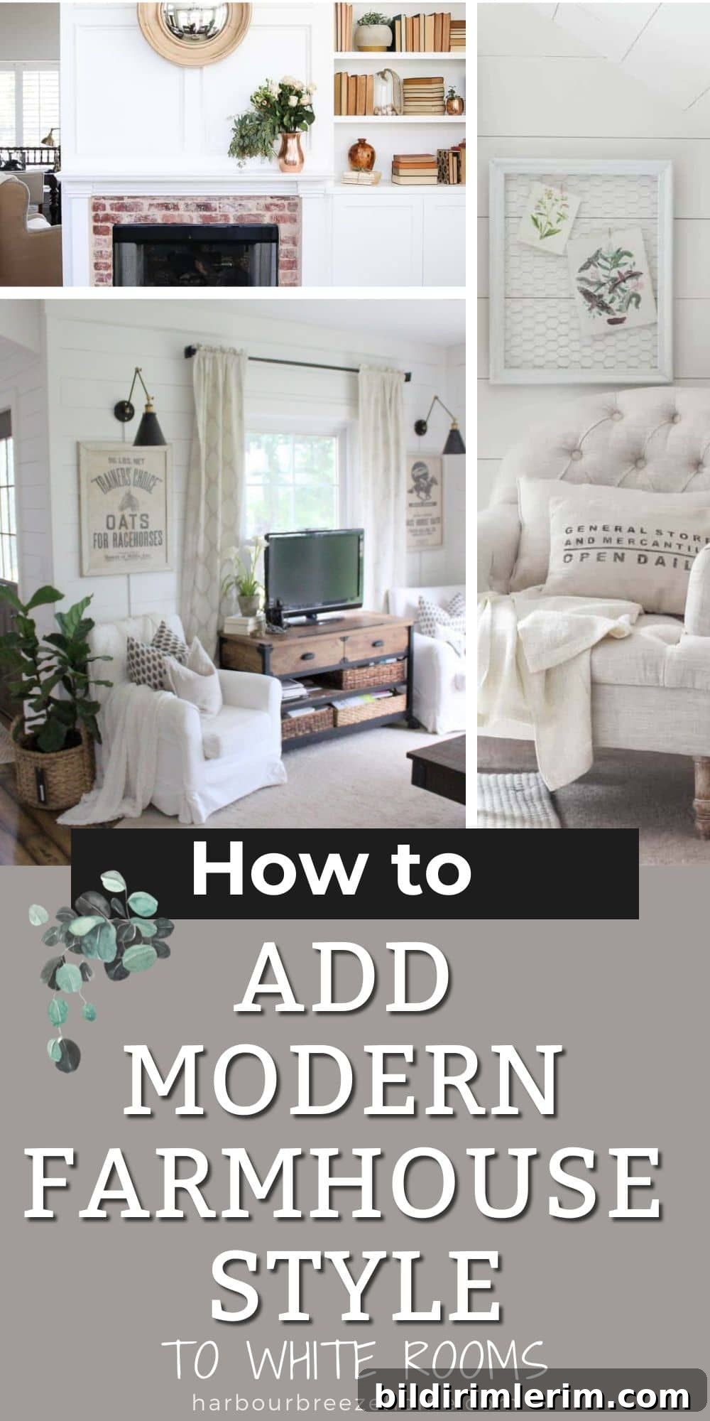 Six simple ways for how to add modern farmhouse style to a white room | harbourbreezehome.com