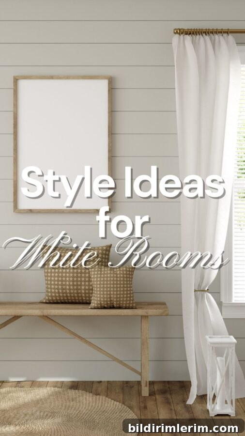 White room with the text "style ideas for white rooms" on top