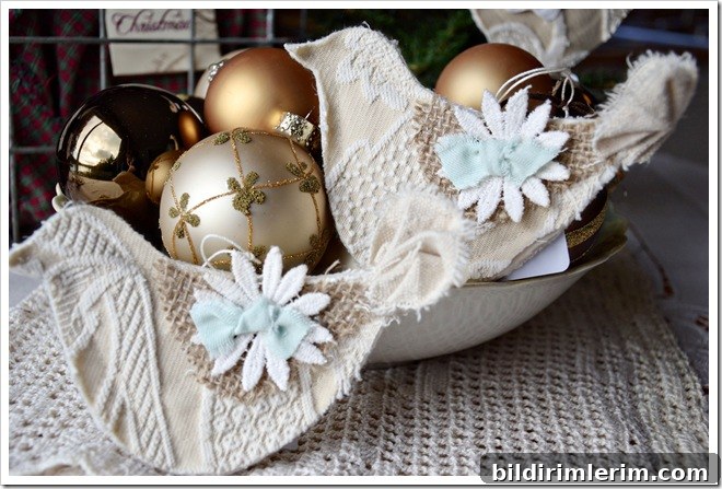 Bowl of handmade fabric bird ornaments Bowl of handmade fabric bird ornaments