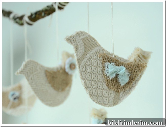 Handmade fabric bird with burlap wings and canvas tail Handmade fabric bird with burlap wings and canvas tail