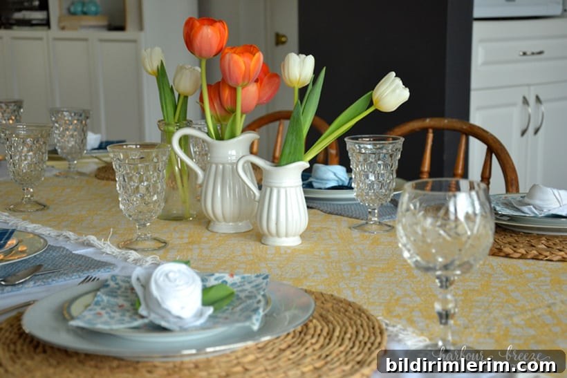 Spring Tablescape + Flower Folded Napkins