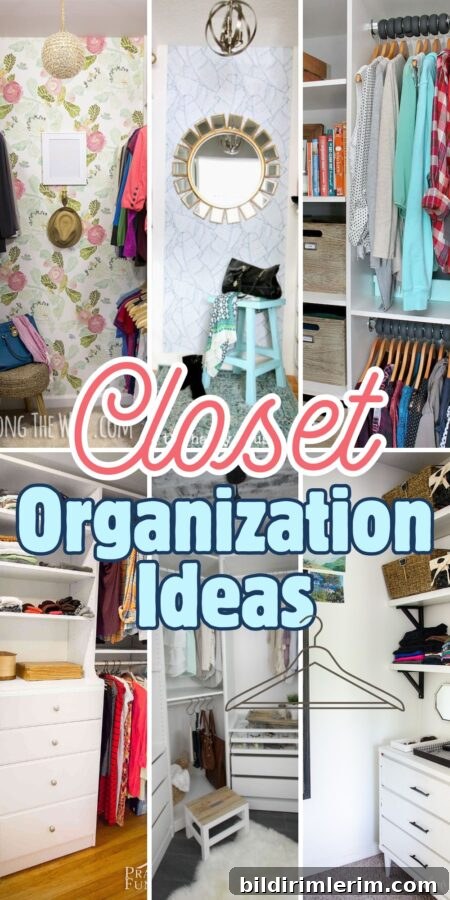 Before and after small closet organization