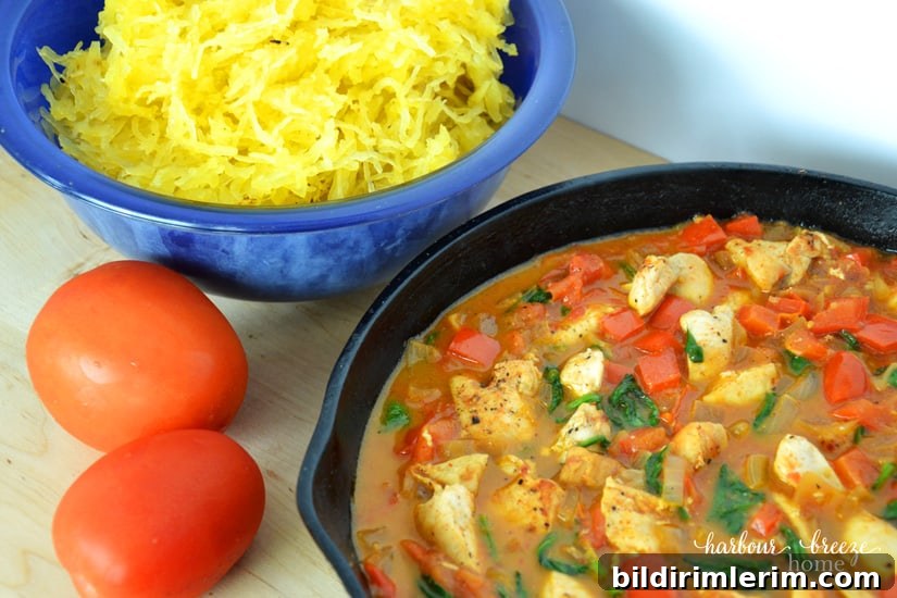 Creamy Low-Calorie Chicken Alfredo with Spaghetti Squash 2 Spaghetti squash prepared and scraped into strands