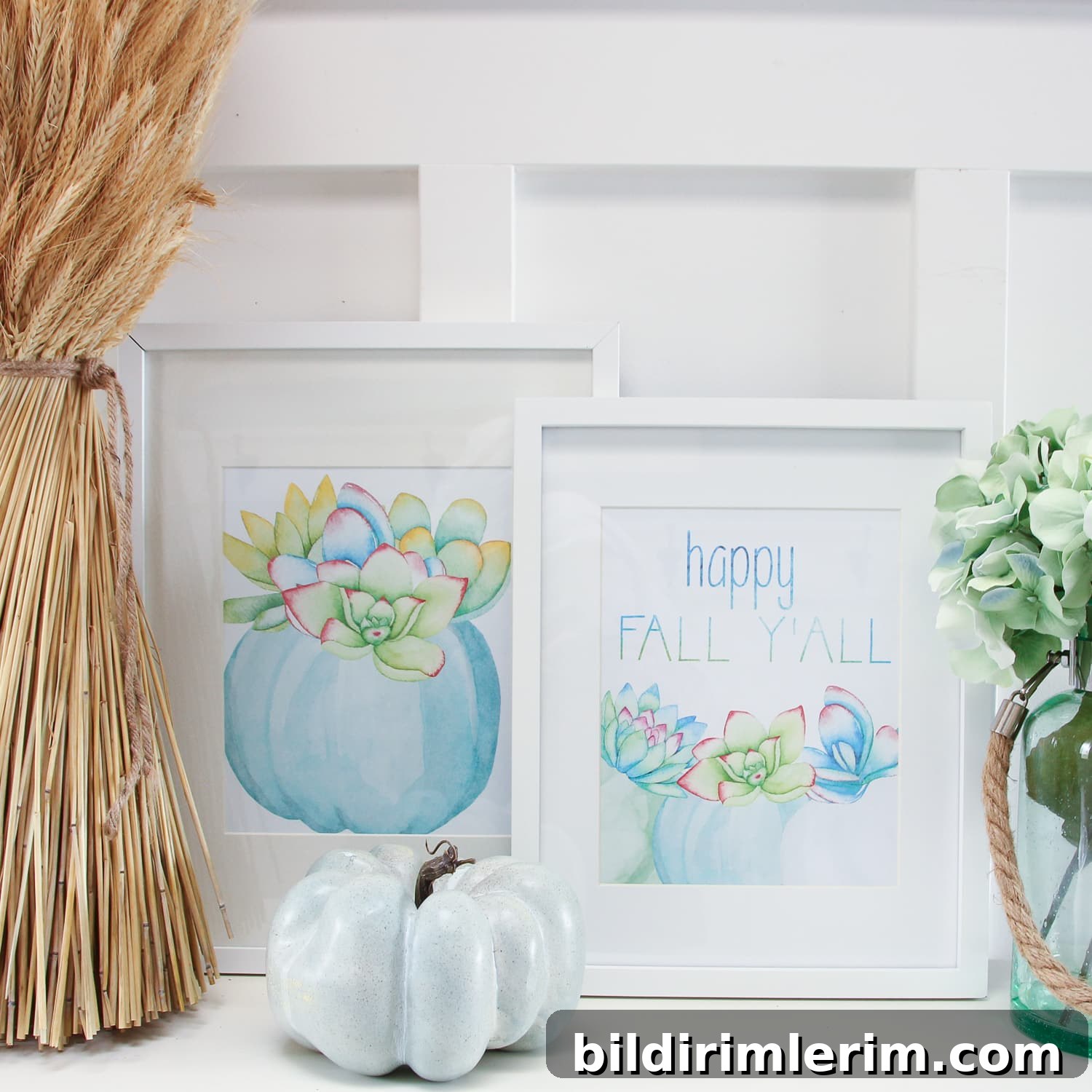 Image for Watercolour Succulent Pumpkin Free Fall Printables